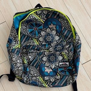 Kavu Backpack with Blue, Black, and Yellow Patterns